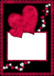 Valentine's Day card with red and white hearts on black