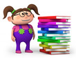 girl with stack of books