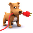 3d Dog pulls the plug out