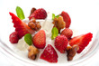 Strawberries with yogurt ice cream