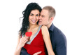 Beautiful young love couple against on white background Beautiful young love couple against on white background