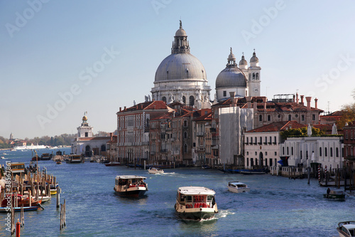 Photo: Venice with boats on Grand canal in Italy Venice with boats on Grand canal in Italy