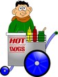 hot dog vendor with cart