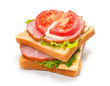 Ham sandwich with cheese, tomatoes and lettuce