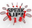 Speak Up Speech Bubble People Talking in Group