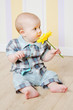little boy with a flower