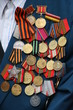 Soviet WW2 military awards on veteran chest Soviet WW2 military awards on veteran chest