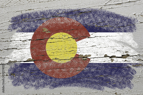 Photo: flag of US state of colorado on grunge wooden texture precise pa flag of US state of colorado on grunge wooden texture precise pa