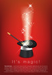 Magic hat, wand and shiny stars -  place for your text