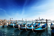 Gondolas on Grand Canal and San Giorgio Maggiore church in Venic