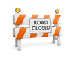 Single barrier with text ROAD CLOSED