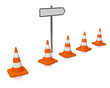 Row of Cones and Arrow Sign