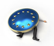 Illustration: man crushed by a European crisis man crushed by a European crisis