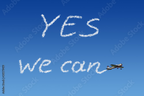 Illustration: yes we can Himmelsschreiber yes we can Himmelsschreiber