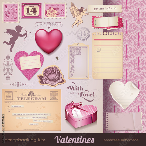 Vector: scrapbooking kit: Valentines scrapbooking kit: Valentines