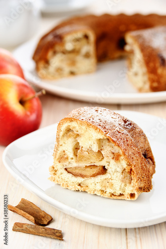 Photo: Piece of apple pie with cinnamon Piece of apple pie with cinnamon