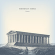 Engraving vintage Parthenon temple.