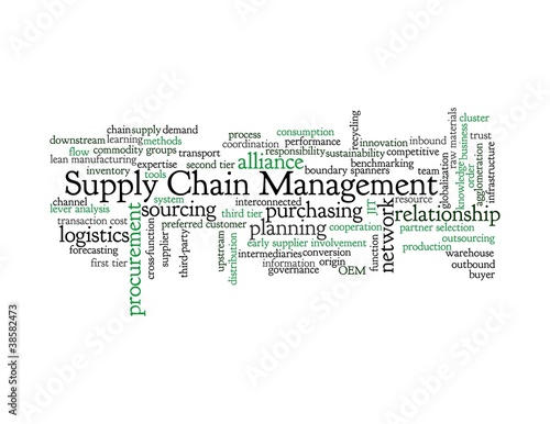 Illustration: Supply Chain Management - blue & black Supply Chain Management - blue & black