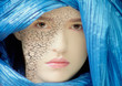 Young Woman with Dry Skin and Blue Veil