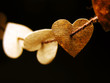 Paper hearts tied on wire. Love concept.