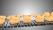 Cardboard boxes moving on conveyor belt, loopable
