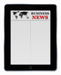 tablet pc with business news on a white background