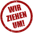 Grunge Stempel rot WIR ZIEHEN UM!