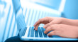 Close-up of typing hands