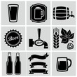 Vector black beer icons set.