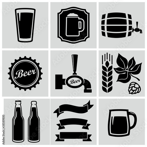 Vector: Vector black beer icons set. Vector black beer icons set.
