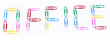 Colored paper clips laid out the word "office"