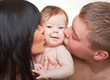 Foto: Happy family, mother, father and baby Happy family, mother, father and baby
