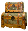two old trunks isolated on white background