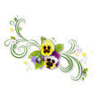 Decorative composition with pansy flowers
