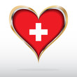 Vector illustration of Switzerland flag in golden heart