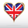 Vector illustration of United Kingdom flag in golden heart