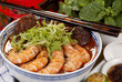 Sarawak Laksa garnished with Baby Coriander Sprigs