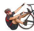 Fall from bike on white background
