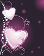 Shining hearts with diamonds on the decorative background