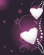 Shining hearts with diamonds on the decorative background