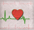 Heart cardiogram on paper, with heart on it
