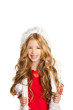 Kid little girl with christmas winter white fur