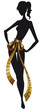 Black silhouette of woman with cenimetric tape