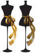 Black dummy with gold centimetric tape