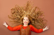 autumn fall little girl on brown background