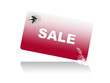 Red sale ticket with broken corner and shadow
