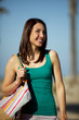 Woman beach town