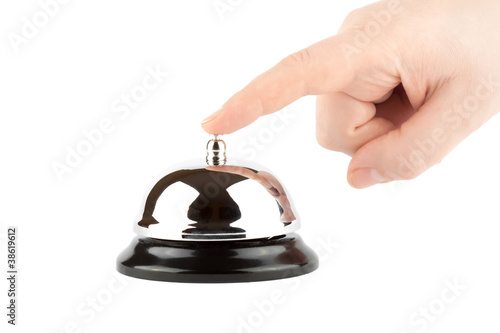 Photo: Ringing a Bell for Service with Hand Ringing a Bell for Service with Hand
