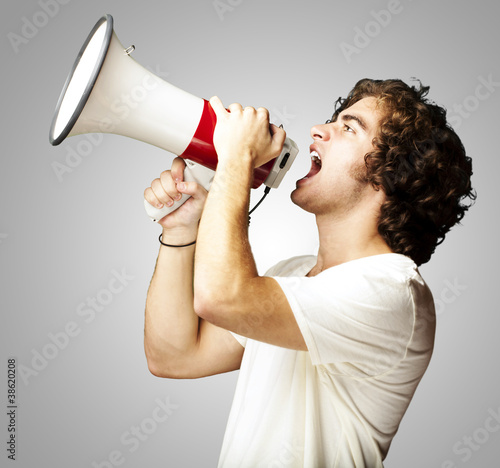 Foto: man with megaphone man with megaphone