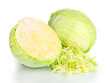 sliced ​​green cabbage isolated on white
